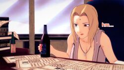 aware beer blonde_hair brown_eyes clothed dialogue dogdog english_text female_only naruto_(series) solo text tsunade rating:Safe score:0 user:Bootyhunter69