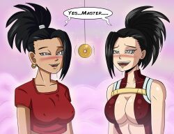 black_hair blush breasts cleavage dragon_ball dragon_ball_super drool female_only femsub happy_trance kale large_breasts maledom momo_yaoyorozu my_hero_academia pendulum polmanning ponytail spiral_eyes symbol_in_eyes text rating:Questionable score:211 user:PolManning