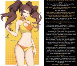 brain_drain brown_hair caption cleavage earrings empty_eyes farfromthetree_(manipper) female_only femsub manip midriff milka open_mouth persona_(series) persona_4 rise_kujikawa swimsuit text twintails water yellow_eyes rating:Questionable score:168 user:Farfromthetree