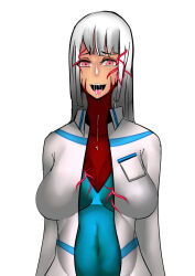 breast_expansion breasts cleavage corruption drool femsub grey_hair happy_trance large_breasts long_hair open_mouth original scientist smile tentacles zxc rating:Questionable score:16 user:TheGoodShank