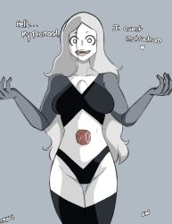 absurdres breasts dialogue femsub inuyuru large_breasts pearlification possession standing steven_universe stevonnie text thighhighs western white_diamond white_pearl rating:Explicit score:76 user:Neeckin
