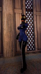 3d bottomless breasts clockworkjenna female_only femsub gas_mask glowing glowing_eyes mask screenshot spiral symbol_in_eyes tech_control the_elder_scrolls the_elder_scrolls_v thighhighs topless rating:Explicit score:1 user:ClockworkJenna