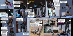 3d absurdres bodysuit comic drone female_only femsub glasses latex liquid_metal original robotization text transformation uzobono rating:Explicit score:30 user:SilverSlime