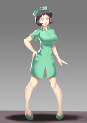 alex black_hair breasts femsub forced_employee glowing glowing_eyes gradient_background hadant happy_trance hat large_breasts lipstick makeup nurse short_hair signature simple_background totally_spies rating:Safe score:49 user:TheGoodShank
