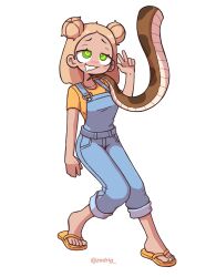  blonde_hair bottomless chin_hold clothed dazed disney drool empty_eyes feet femsub hair_buns jeans kaa kaa_eyes open_mouth original sandals snake symbol_in_eyes t-shirt tail the_jungle_book xena_(sypt) zedrig  rating:questionable score: user:golead