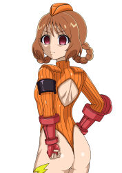 absurdres alternate_costume arm_bands ass bangs bare_legs bracers braid breasts brown_hair capcom clothed corruption crossover delicious_party_precure empty_eyes female_only femsub fingerless_gloves gloves hand_on_hip hat leotard looking_at_viewer looking_back precure ran_hanamichi red_eyes shadaloo_dolls simple_background skymidaisuki solo standing street_fighter tie white_background rating:Questionable score:23 user:JustChilling