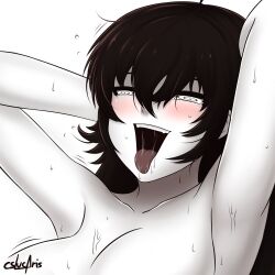 ahegao black_hair blush bottomless breasts cslucaris drool female_only femsub greyscale happy_trance icontrol_(manipper) large_breasts long_hair manip milf naughty_face nude open_mouth raven_branwen rwby simple_background solo spiral_eyes sweat symbol_in_eyes tongue tongue_out topless trembling white_background rating:Questionable score:71 user:Icontrol