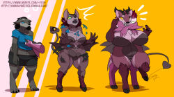 before_and_after breasts chubby cleavage corruption demon_girl dog_girl femsub fernier_(abc163) furry grey_hair hooves horns huge_breasts kaa_eyes malificus monster_girl non-human_feet original red_hair short_hair torn_clothes transformation wings wolf_girl rating:questionable score: user:thegoodshank