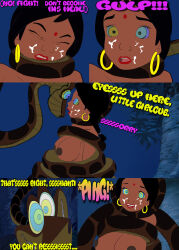 aged_up bottomless breasts coils comic cum cum_on_face happy_trance hypnotic_eyes kaa kaa_eyes large_breasts nude ping resisting shanti snake text the_jungle_book topless waqqed_(manipper) rating:Explicit score:18 user:RayX