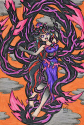 alternate_color_scheme alternate_costume bare_shoulders barefoot black_hair black_skin blue_eyes breasts cleavage corruption crossover crown dharkon dress evil_smile femsub floating glowing glowing_eyes goddess happy_trance jewelry lasercraft32 long_hair looking_at_viewer multicolored_hair nintendo open_mouth original possession purple_eyes red_hair smile super_smash_bros. tentacles timeriftette_(lasercraft32) transformation watermark wings rating:Safe score:6 user:Reli