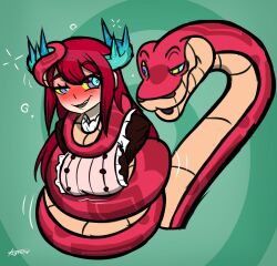 astron blush bondage coils dazed femsub hypnotic_eyes kaa_eyes kitchen_dragonmaid long_hair maid original red_hair ring_eyes saalim_(plsgts) signature simple_background smile snake spiral yu-gi-oh! rating:safe score: user:cygant