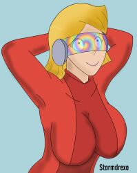 absurdres blonde_hair bodysuit clover femsub happy_trance supercasket tech_control totally_spies visor rating:safe score: user:drex_o