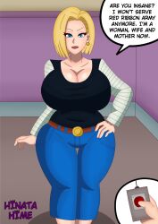 android_18 blonde_hair dragon_ball dragon_ball_z fat female_only hinata-hime tech_control text rating:questionable score: user:hinata-hime