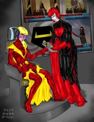 batman_(series) batwoman blonde_hair dazed dc_comics expressionless female_only femdom femsub flamebird green_eyes happy_trance latex open_mouth queen_bee red_hair rotem_dishon super_hero tech_control visor western rating:Questionable score:22 user:Rotem_Dishon