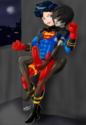 abs black_hair blue_eyes dc_comics earrings erection ghost goth_(whitt) hair_covering_both_eyes halloween huge_cock jewelry male_only maledom malesub penis smile super_hero superboy whitt yaoi rating:Explicit score:11 user:MultiLimbedXeno