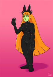 black_skin blossom blueumbra bottomless breasts corruption crossover erect_nipples female_only femsub green_skin large_breasts living_costume long_hair nude powerpuff_girls red_hair samurai_jack topless transformation rating:Explicit score:16 user:Grim
