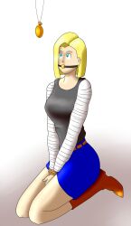 android_18 blonde_hair blue_eyes changer dragon_ball empty_eyes femsub kneeling pendulum pocket_watch rating:questionable score: user:changer