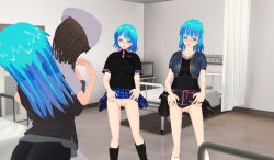 3d 3d_custom_girl blue_eyes blue_hair censored femsub happy_trance hat multiple_girls nurse original parasite pussy skirt skirt_lift symbol_in_eyes rating:Explicit score:7 user:Sleepyhead97