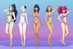 alice_(zero_escape) barefoot black_hair blue_eyes breasts brown_eyes brown_hair cleavage clover_field_(zero_escape) consensual dancing earrings empty_eyes female_only femsub green_eyes happy_trance harem_outfit hazuki_kashiwabara_(zero_escape) heart heart_eyes large_breasts long_hair looking_at_viewer micro_bikini mira_(zero_escape) multiple_girls multiple_subs navel phi_(zero_escape) red_eyes red_hair shinzu short_hair smile symbol_in_eyes white_eyes white_hair yellow_eyes zero_escape rating:Questionable score:81 user:AetherMage