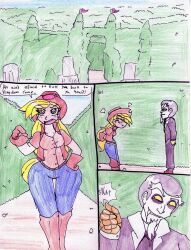 applejack blonde_hair boots braid comic cowgirl discord earrings freckles grey_hair jewelry lordebonfuze my_little_pony personification short_hair text traditional very_long_hair rating:Questionable score:24 user:TheGoodShank