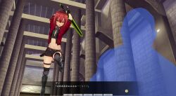 3d boots custom_maid_3d_2 gloves inikanata japanese_text midriff open_mouth red_hair short_hair shorts sword thighhighs thighs translation_request weapon yellow_eyes rating:Questionable score:5 user:Professor_D