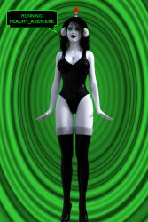 3d antenna black_hair dc_comics death_(the_sandman) dialogue female_only fembot femsub goth happy_trance headphones high_heels pale_skin robot robotization solo super_hero supertechno324 tech_control text the_sandman theheckle white_skin rating:Safe score:21 user:theheckle