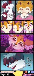 absurdres aggretsuko artifact_the_fox cheating closed_eyes clothed comic corruption deer_girl dialogue evil_smile eyelashes femsub fox_boy furry glowhorn hair_covering_one_eye horns looking_at_viewer maledom netorare one_eye_open open_mouth orange_eyes original pink_eyes red_hair sanrio sharp_teeth shiny_skin shirt simple_background smile smug tongue trance_break tsunoda_(aggretsuko) white_hair rating:Explicit score:51 user:ArtifactFox