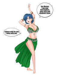 absurdres barefoot blue_eyes blue_hair breasts dancing female_only femsub happy_trance harem_outfit large_breasts neo-izayoi sailor_mercury sailor_moon_(series) short_hair spiral_eyes symbol_in_eyes text rating:Questionable score:149 user:Neo-Izayoi
