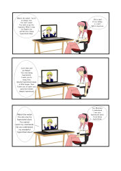 absurdres blonde_hair comic computer doctor dr._selene_(neowhyachi) femdom happy_trance original pink_hair text tigerssunshyn rating:Safe score:64 user:hypnouser2