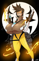 breast_expansion breasts brown_hair dazed female_only femsub goggles gun huge_breasts hyper_breasts lakehylia magic overwatch solaris_(zombifier) spiral_eyes standing symbol symbol_in_eyes tracer rating:Questionable score:79 user:eldomtom2