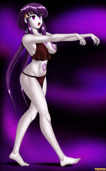 absurdres ayeka_masaki_jurai barefoot breasts cleavage drool empty_eyes expressionless femsub hypnotic_accessory long_hair necklace one_breast_out open_mouth purple_eyes purple_hair tenchi_muyo! tenzen twintails white_skin zombie zombie_walk rating:Questionable score:65 user:daveyboysmith9