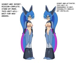 bottomless breasts dez_the_salandit dialogue empty_eyes english_text expressionless femsub idpet nintendo nude original pokemon robot robotic_trance stasis_tank tail text topless rating:Questionable score:18 user:IDPet