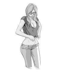 bimbofication breast_expansion breasts femsub glasses greyscale hair_growth hmb large_breasts long_hair monochrome transformation western rating:Questionable score:24 user:hypno