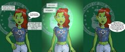 avabluecat before_and_after dc_comics expressionless female_only femsub green_skin midriff plant_girl poison_ivy red_hair standing standing_at_attention tagme rating:Explicit score:34 user:avabluecat