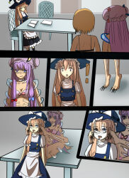 alice_margatroid blonde_hair bra brain_injection chair comic eye_roll female_only femdom femsub hat kimujo_world long_hair marisa_kirisame open_mouth original panties patchouli_knowledge possession purple_hair short_hair sitting tongue tongue_out touhou underwear rating:Questionable score:26 user:TheGoodShank
