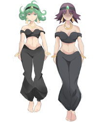 barefoot bracelet breasts brown_eyes curvy earrings empty_eyes expressionless female_only femsub floating green_eyes green_hair harem_outfit jewelry looking_at_viewer midriff navel necklace nintendo one_punch_man petite pokemon pokemon_(anime) professor_ivy purple_hair rakeemspoon short_hair small_breasts standing tatsumaki_(one_punch_man) white_background rating:Safe score:166 user:Icontrol