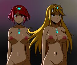 blonde_hair bottomless breasts earrings empty_eyes expressionless female_only femsub jewelry large_breasts long_hair multiple_girls multiple_subs mythra_(xenoblade) nintendo nude pyra_(xenoblade) red_eyes red_hair short_hair sortish standing standing_at_attention super_smash_bros. topless xenoblade_chronicles xenoblade_chronicles_2 yellow_eyes rating:Questionable score:163 user:Sortish