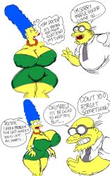 blue_hair breasts cleavage comic dialogue femsub glasses heterosexual huge_ass huge_breasts huge_hips huge_nipples marge_simpson marvin_monroe maxtlat text the_simpsons thick_thighs yellow_skin rating:Questionable score:10 user:Grim