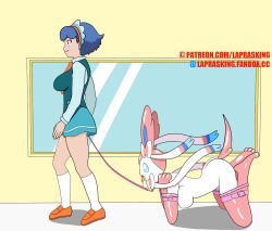  all_fours bondage breasts butt_plug collar corruption furry laprasking latex leash miette mind_break nintendo pet_play pokemon pokemon_(anime) pokemon_x_and_y rubber serena story sylveon tongue_out  rating:explicit score: user:alk