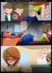accidental_hypnosis blush comic darkhatboy disney embarrassed femsub jim_possible kim_possible kim_possible_(series) orgasm orgasm_command red_hair text tim_possible trembling trigger rating:Questionable score:109 user:GJT0530