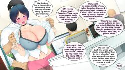 ass_rub blue_hair bra breasts femsub heterosexual huge_breasts large_breasts lorese_(manipper) maledom manip office_lady open_clothes open_mouth original panties pink_doragon purple_eyes short_hair sweat tech_control text tongue tongue_out underwear rating:Questionable score:41 user:Lorese