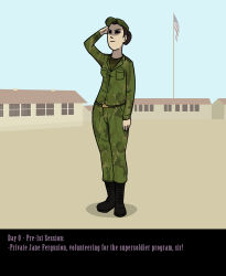 boots brown_hair femsub hair_buns hat military_hat military_uniform original saluting sortimid standing standing_at_attention text transformation uniform rating:Questionable score:18 user:baiket