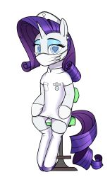  chair dacaoo doctor dress face_mask femsub furry gloves hat heart_eyes high_heels hypnotic_eyes latex my_little_pony nurse panties rarity rubber shoes sitting spiral_eyes thighhighs uniform white_background  rating:questionable score: user:dr._rarity