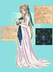 blonde_hair clothed corruption cuffs dress eyeshadow female_only femsub fire_emblem fire_emblem_mystery_of_the_emblem gameplay_mechanics glowing green_eyes hair_band hair_ornament isobe_roll long_hair long_skirt looking_at_viewer nintendo nyna_(fire_emblem) ponytail shield simple_background solo text rating:Safe score:5 user:wokeat4am