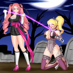 ahegao blonde_hair bluebullpen boots brain_injection breasts carmilla_(castlevania) castlevania castlevania_judgment castlevania_symphony_of_the_night cosplay crimson_(stepfordcrimson) eye_roll female_only femdom happy_trance large_breasts long_hair maria_renard mesmistress_(ming) original pink_eyes pink_hair ponytail smile spiral_eyes symbol_in_eyes twintails whip rating:Questionable score:128 user:StepfordCrimson