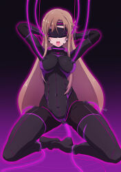 alternate_costume arms_above_head asuna aura batta18th blonde_hair blush bodysuit boots brain_injection breast_sucking breasts cables choker collar corruption cuffs female_only femsub gloves glowing gradient_background high_heels kneeling leotard long_hair looking_at_viewer open_mouth sex simple_background solo spread_legs sword_art_online tech_control thigh_boots thighhighs tongue tongue_out vaginal visor watermark wires rating:Questionable score:30 user:VortexMaster