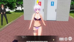3d antenna blue_eyes body_control boots bra brown_hair business_suit dialogue empty_eyes expressionless glasses hitori humiliation multiple_girls original panties purple_eyes purple_hair remote_control short_hair tech_control text underwear undressing rating:Questionable score:7 user:ihaveacuteturtle