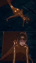 3d absurdres all_fours ass blindfold bodysuit brown_hair comic corruption erect_nipples erect_nipples_under_clothes female_only femsub glowing_eyes happy_trance honey_select_2 latex murochi-san orgasm original pink_eyes ponytail rubber see-through sex slime solo spread_legs tears tentacles tongue tongue_out vaginal rating:Explicit score:0 user:VortexMaster