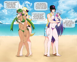 blonde_hair blue_hair cynthia dark_skin dialogue dlobo777 femsub green_hair happy_trance large_breasts lisa_(cosmogisforever) long_hair maledom mallow_(pokemon) nintendo original pokemon sleeping swimsuit team_hypno text rating:Questionable score:12 user:Proyecto38