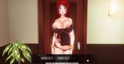 3d breasts custom_maid_3d_2 dialogue kamen_writer_mc large_breasts long_hair mc_trap_town red_hair rina_(mc_trap_town) text translated rating:Explicit score:1 user:7777777